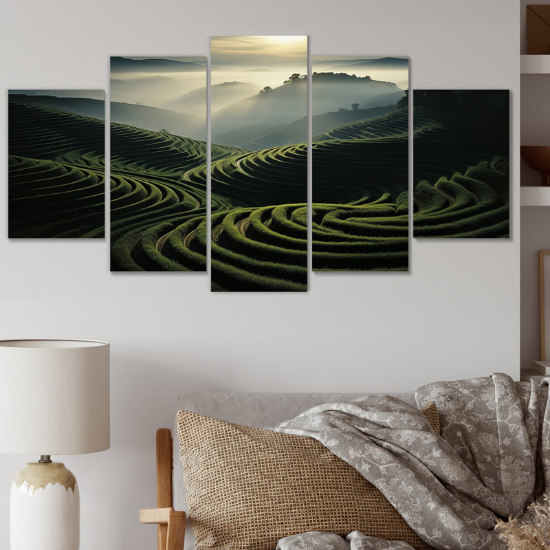 «Scenic Dynamic Vineyard II», art mural sur toile, 5 panneaux