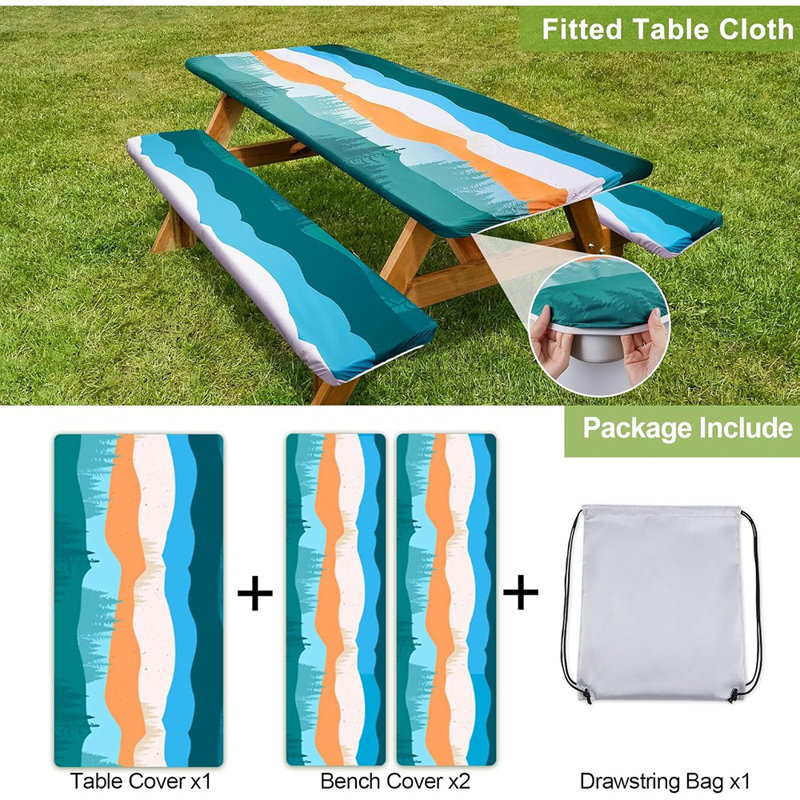 Picnic Table Cover With Bench Covers Camping Essentials Waterpro...