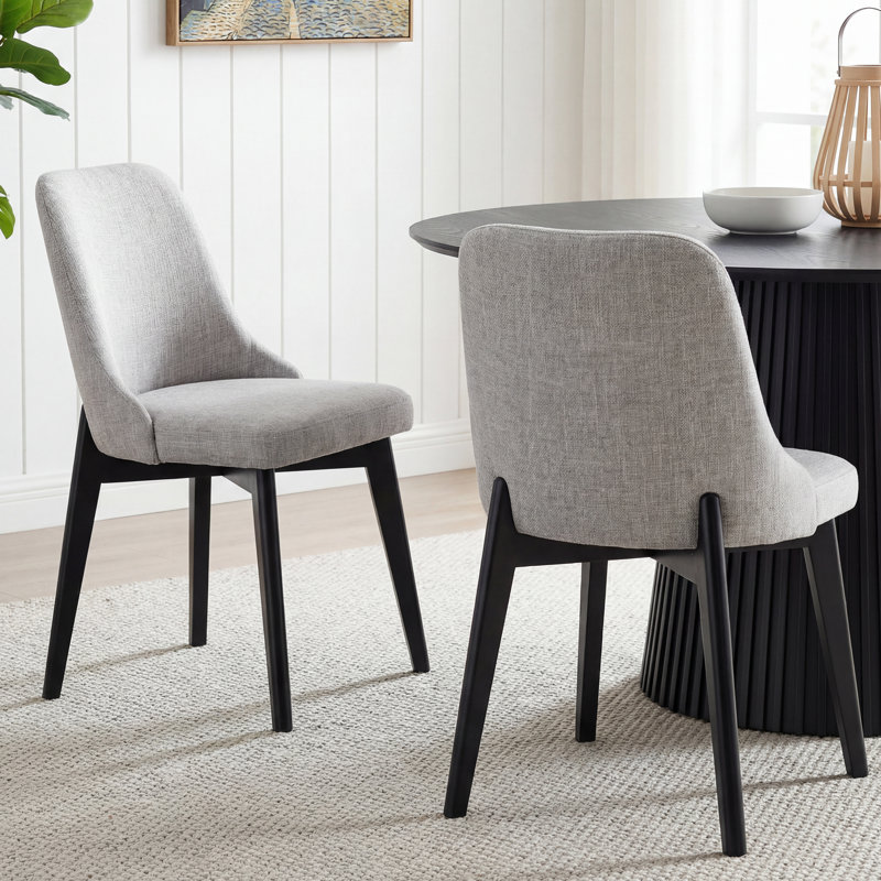 Luciana Fabric Upholstered Side Chairs, Black, Light Gray