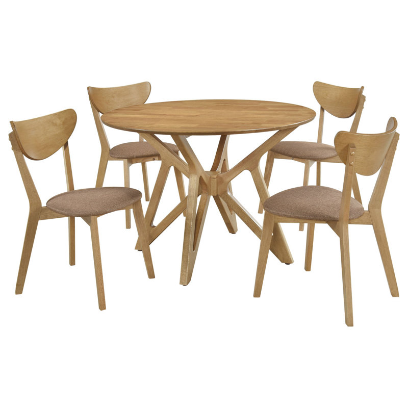 Barlow Light Walnut 5-Piece Round Dining Set