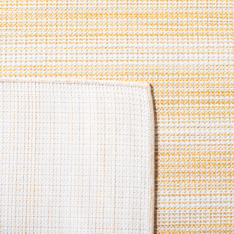 Tribble Area Indoor/Outdoor Area Rug in Yellow/White, Rectangle 6'5" x 9'6"