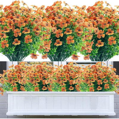 15 bouquets de fleurs artificielles d'extérieur, fausses fleurs en soie et plastique résistantes aux UV pour la décoration de jardin, porche, fenêtre et jardinières.