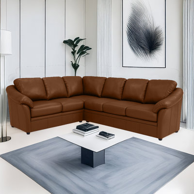 Ramdev 108" Wide Genuine Leather Corner Sectional