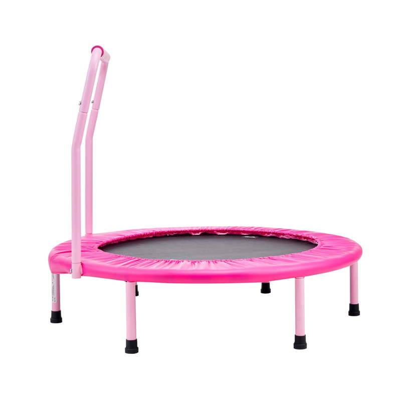 Trampoline pliable pour enfants de 36 pouces avec poignée de sécurité, rebondisseur intérieur / extérieur pour tout-petits de 3 ans et plus, rose