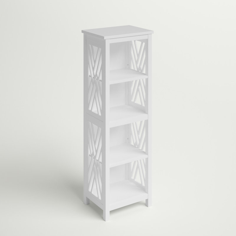 Lund 16" Wide, 48" Height Wooden Free Standing Bathroom Tall Storage Shelf with 4 Shelves