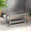 Table basse 35 po, table de bout avec plateau en verre, rangement, gris foncé