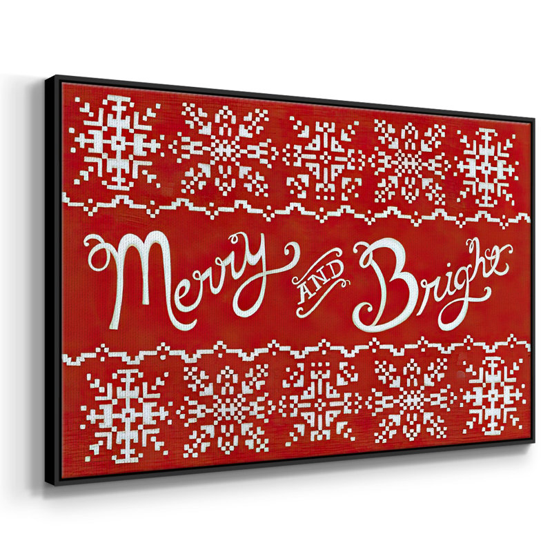 Fair Isle Snowflake I, reproduction d'art sur toile, Cadre flottant noir, H 17 po x l 25 po x P 1,5 po