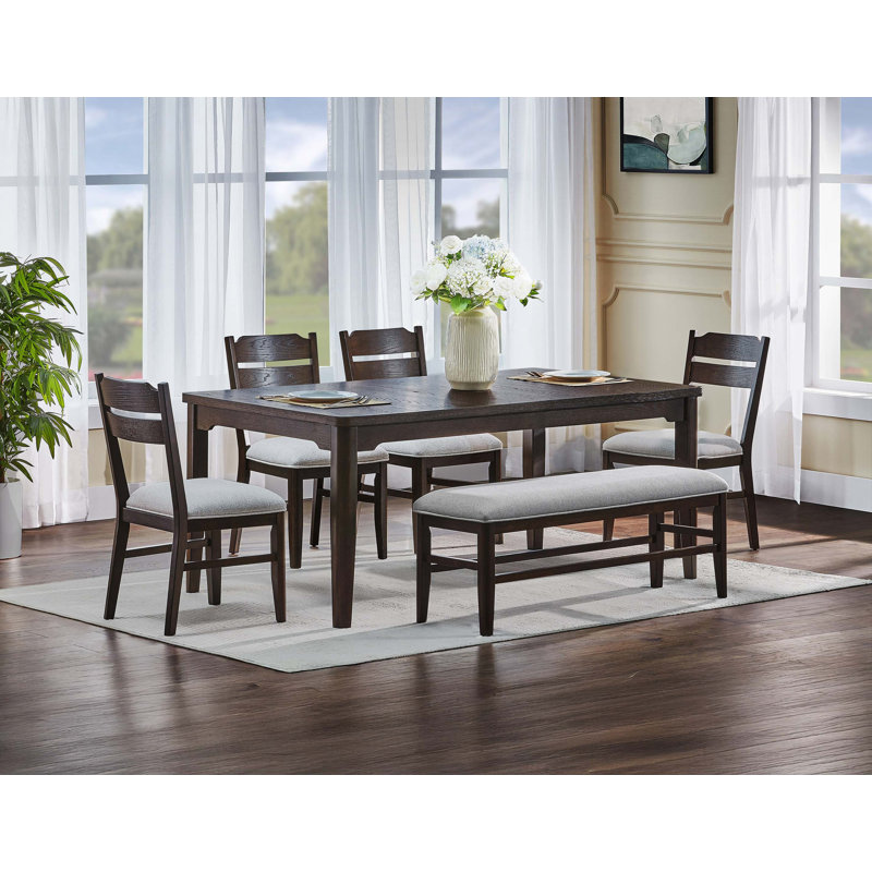 Magnifique banc de salle à manger rectangulaire 6 pièces, 6 pièces: table, banc, 4 chaises