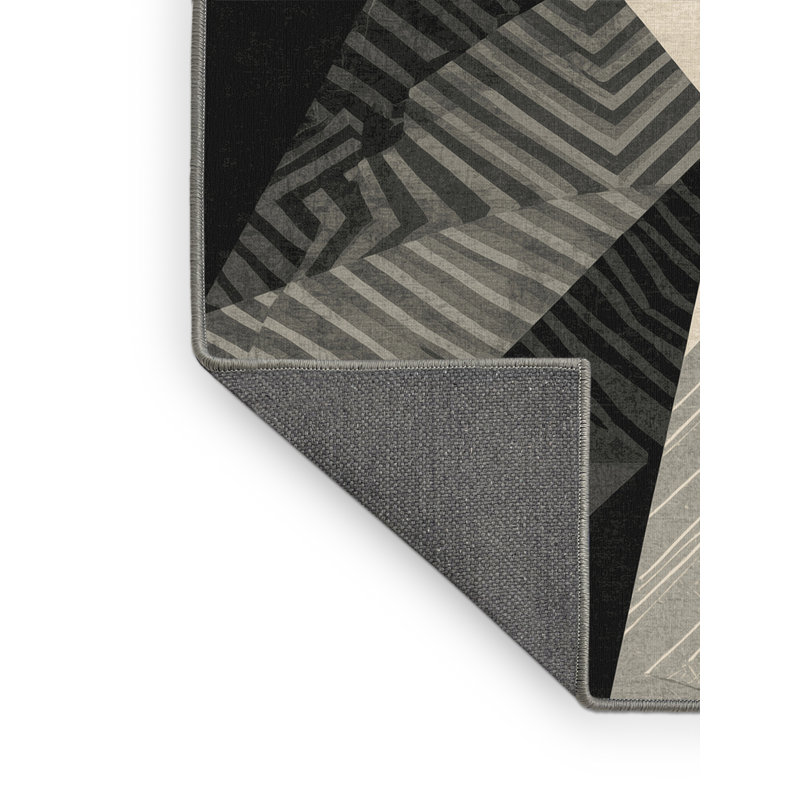 Tapis gris moelleux moelleux à motif géométrique rustique gris, 3 X 5
