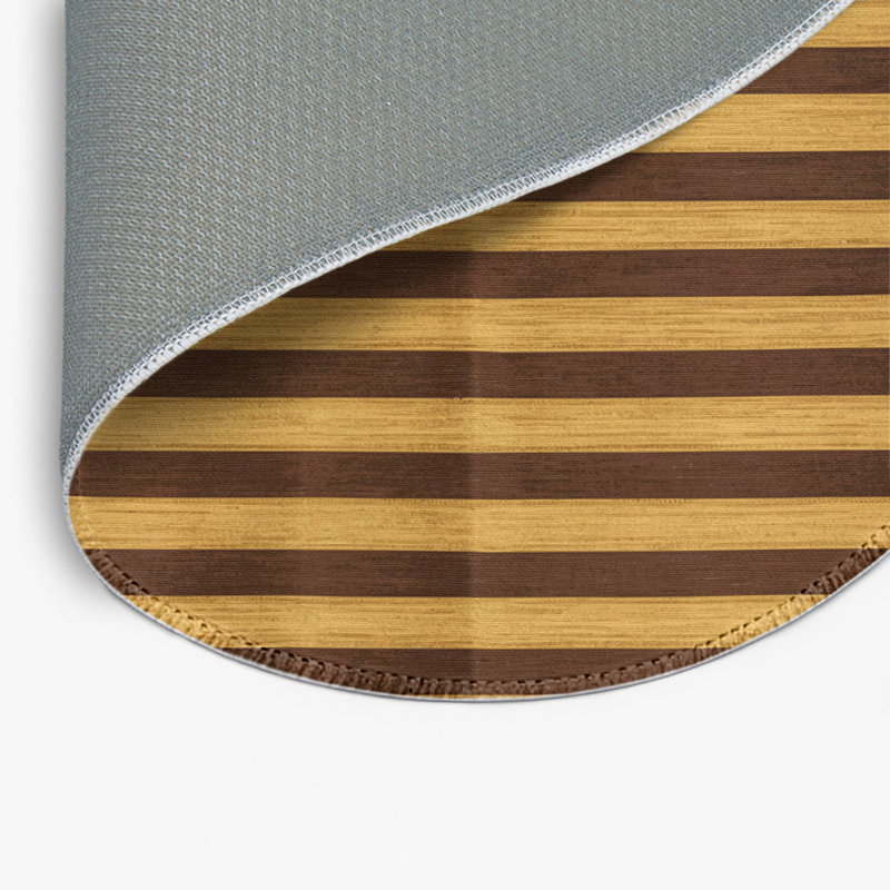 Tapis intérieur / extérieur brun HorizontalStripes, Rond 5 pi