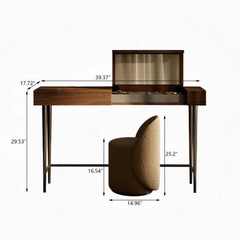 39.37"Retro Flip-top Vanity Table with Stool