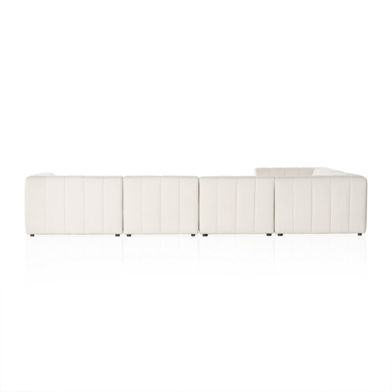 Langham Channeled 6 - Piece Sectional, Left Hand Facing, Fayette Cloud Polyester Blend, 28" H x 157" W x 122" D