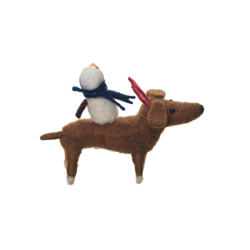 Figurine chien bonhomme de neige