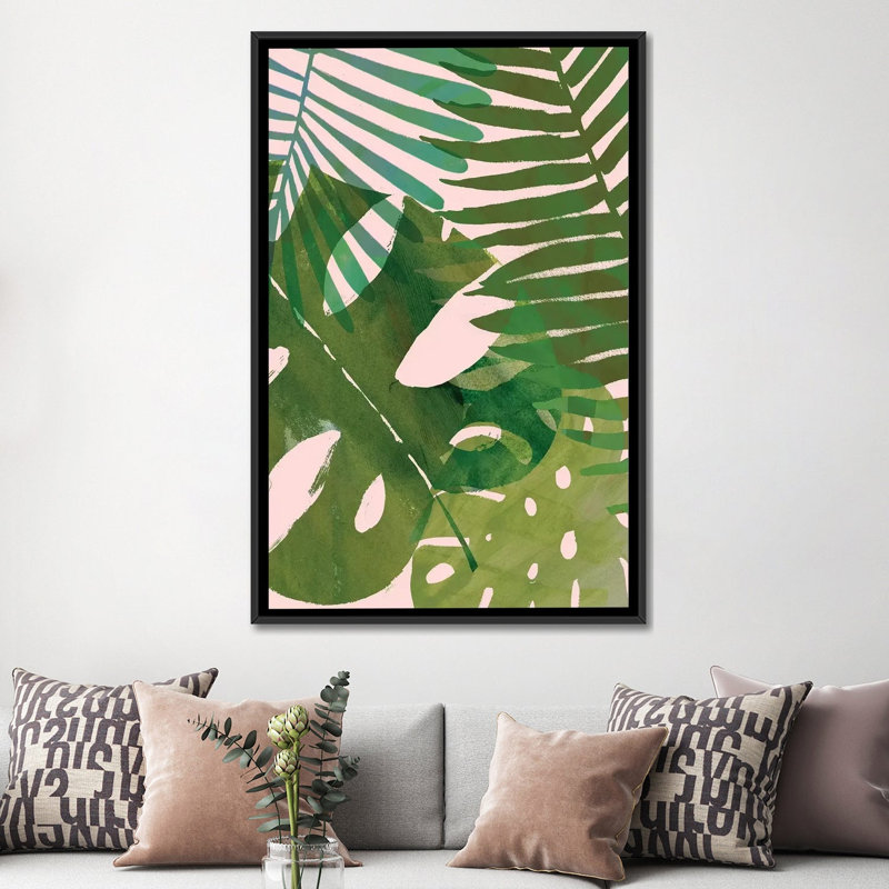« tropical enchevêtrer ii », art sur toile, H 26 po x l 18 po x P 1,5 po, Toile avec cadre noir