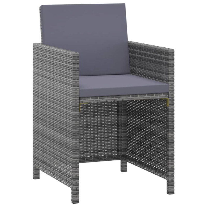 Elizar 2 - Person Patio Dining Set Rectangular Table with Cushions Included, Gray, Gray