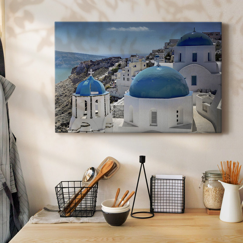 Santorini samedi, toile tendue avec châssis, H 8 po x l 12 po