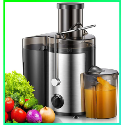 Centrifugeuse 500W - Grande goulotte 3 "pour fruits et légumes, facile à nettoyer, sans extracteur en acier inoxydable BPA