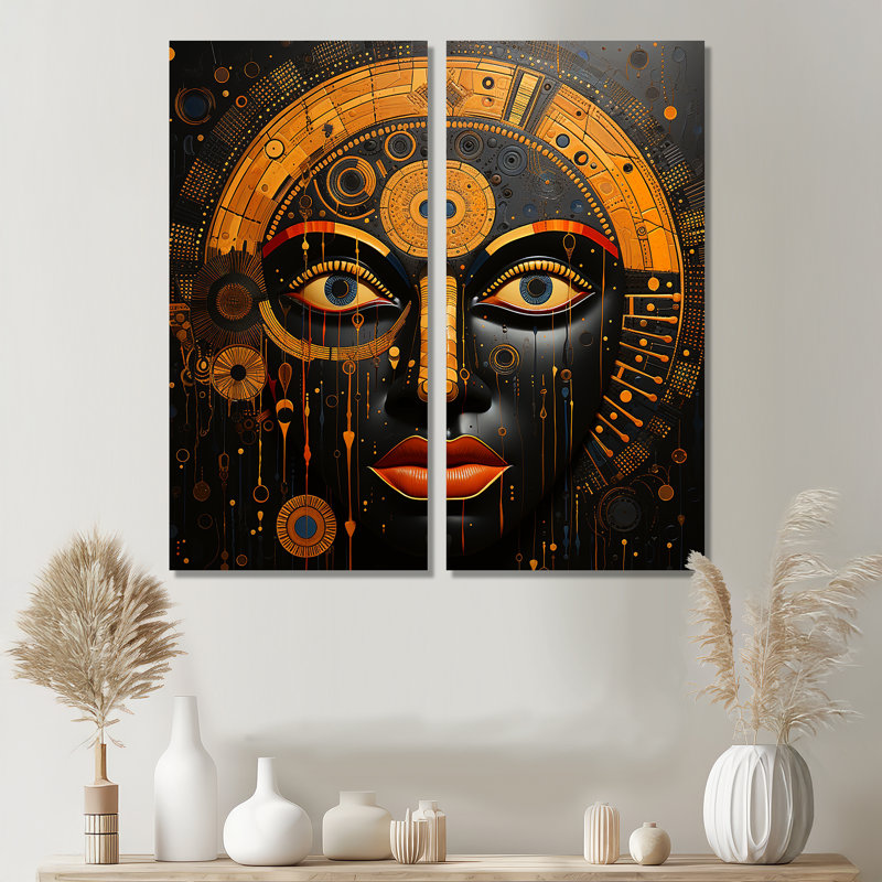 Art mural tribal africain, H 32 po x l 32 po, Toile tendue, Ne s’applique pas