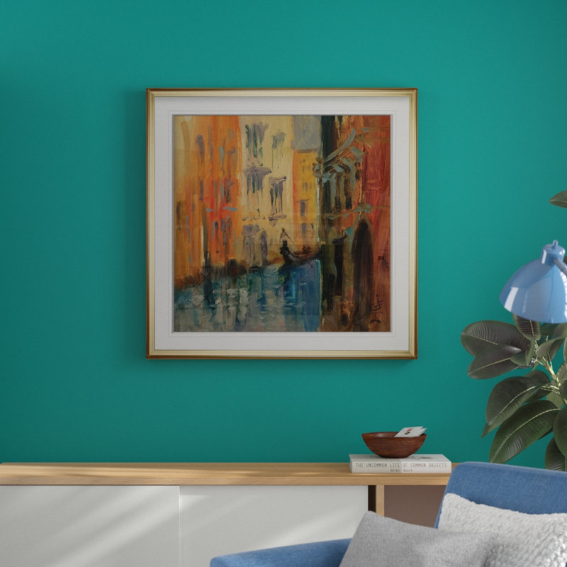 « v’enice i », peinture, H 16 po x l 16 po x P 2 po, Cadre doré