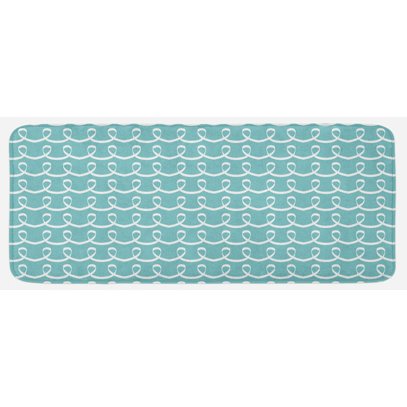 Tapis de cuisine à l’inspiration de mer, blanc et bleu pâle