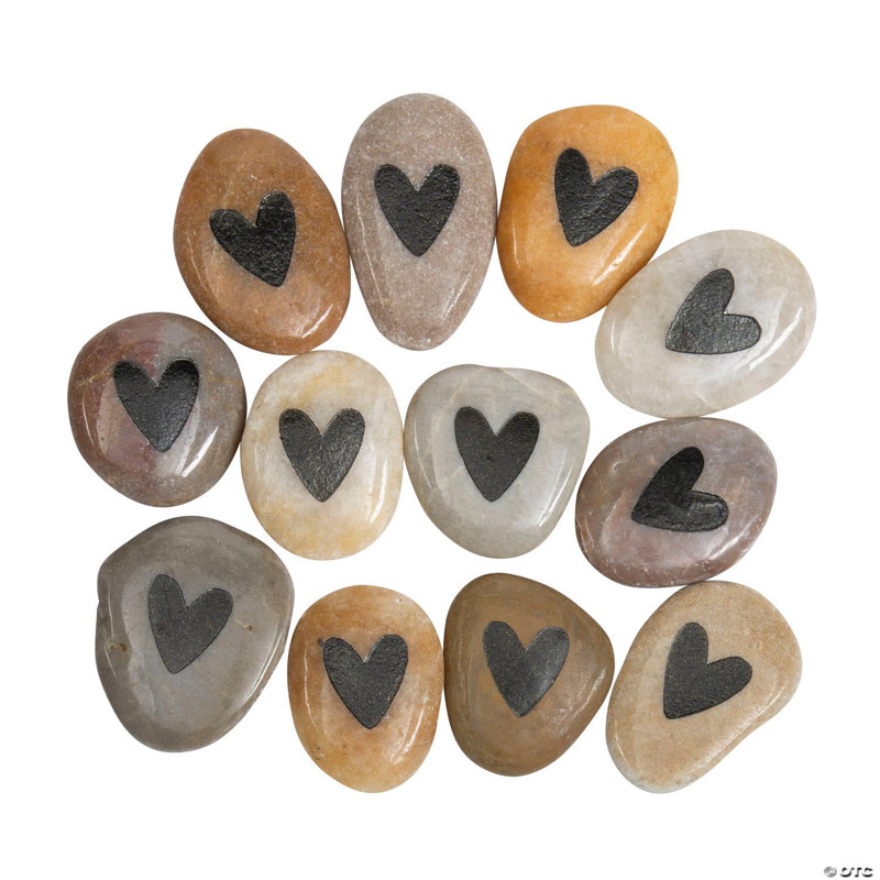 1 3/4 x 2 Inch Heart Natural Polished Worry Stones - 12 Pc.