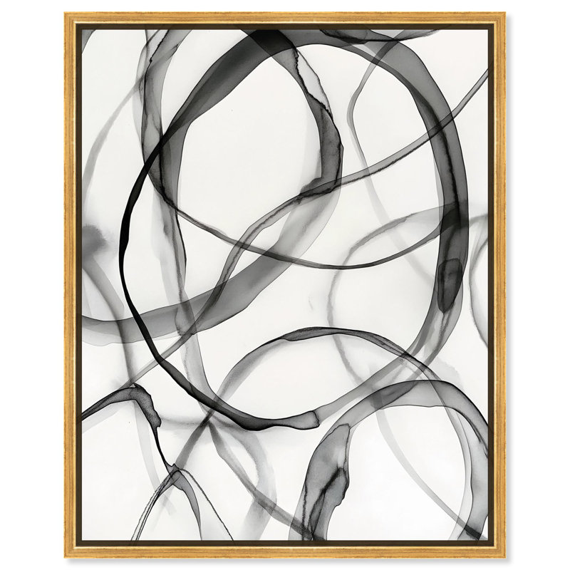 Toile Dynamic Interplay II par Art Remedy, H 21 po x l 17 po, Cadre flottant, Noir