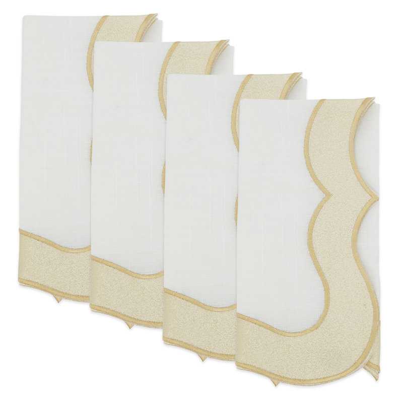 Coretta Collection Polyester No Pattern Square Napkin, Gold