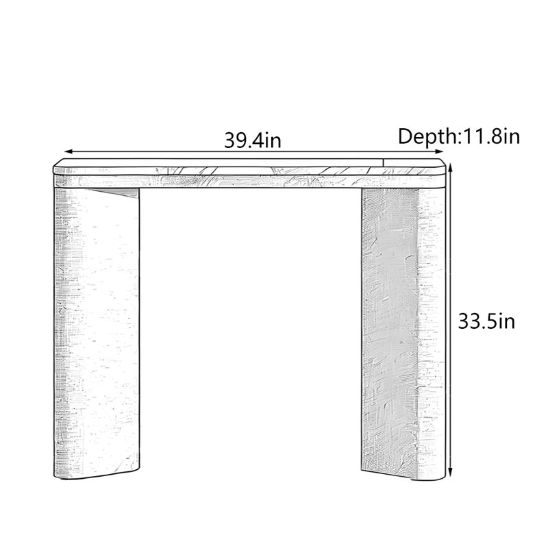 Console d'entrée Mid-Century, H 33,5 po x l 39,4 po x P 11,8 po