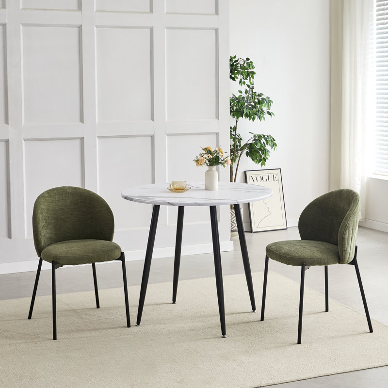 Fabric Upholstered Side Chair in Green