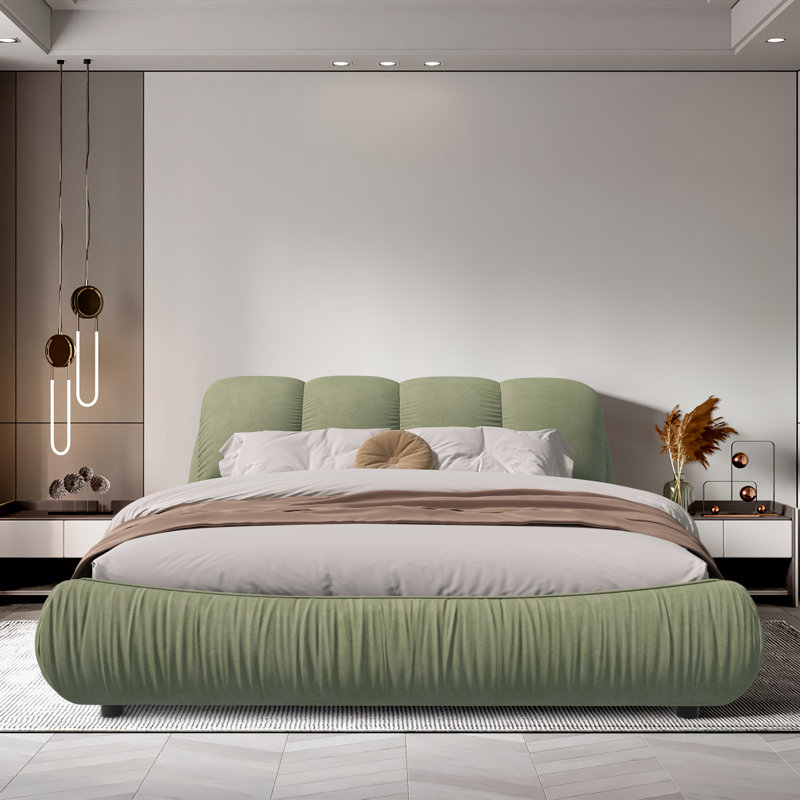 Lieselene Low Profile Standard Bed Frame, King, Green