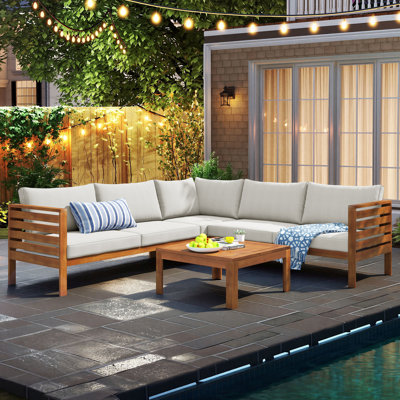Abdel 5-Person L-Shaped Outdoor Seating Group with Cushions