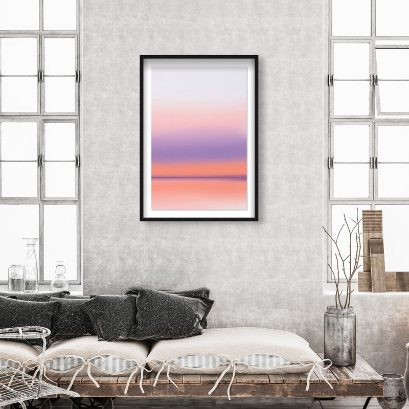 Peach Coastline Print by Oliver Gal, 16.5"H x 11.5"W, Black Shadowbox