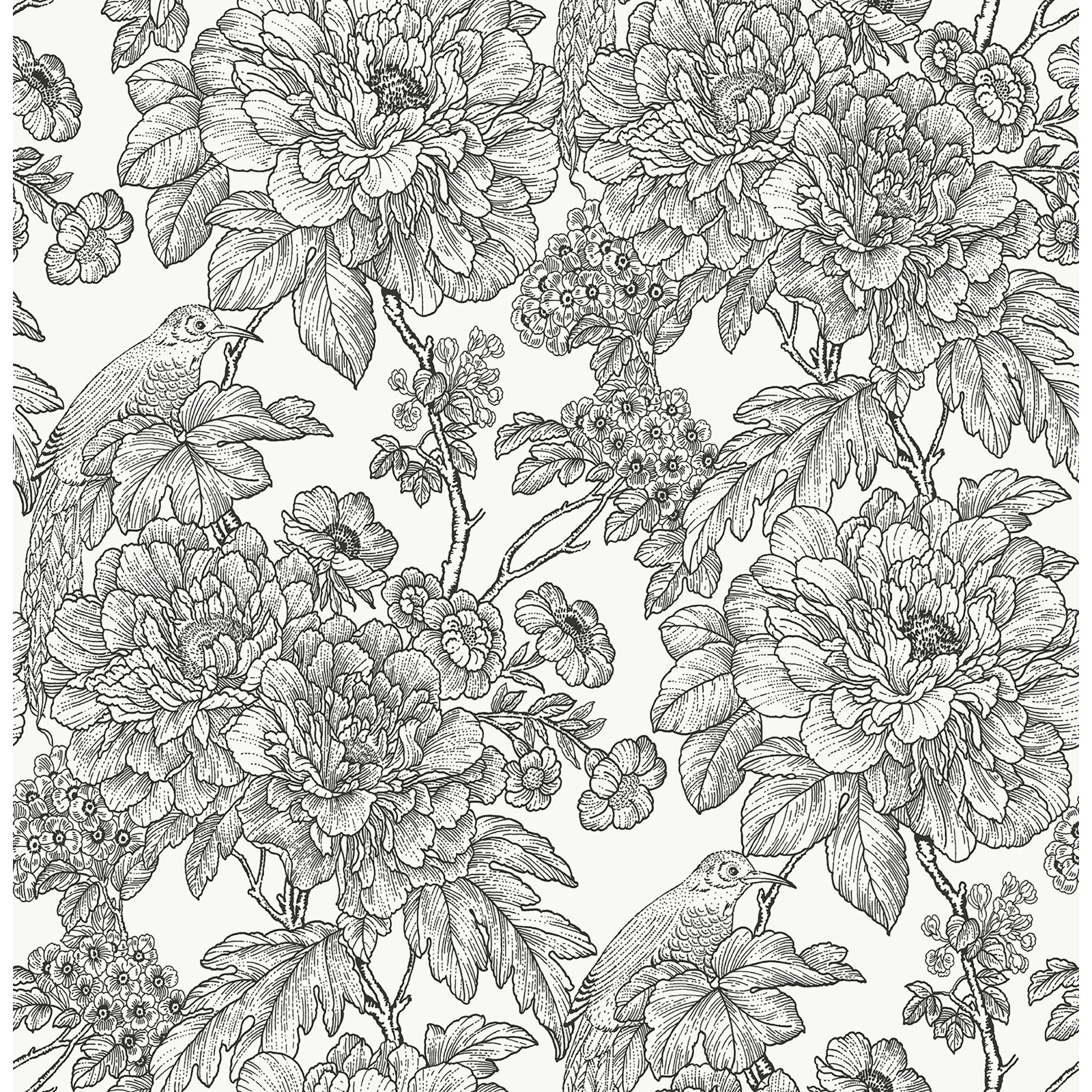 Vincie Peel & Stick Floral Wallpaper, Black