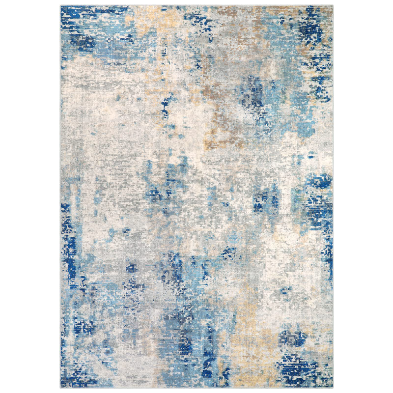 Tapis lavables abstraits modernes pour la chambre à coucher Kayo, Rectangle 5 pi x 7 pi