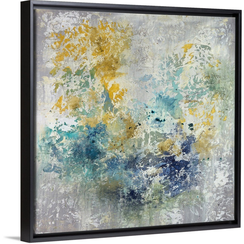 « coucher de soleil sur les vagues breaks », peinture sur toile, H 25,7 po x l 25,7 po x P 1,75 po, Cadre flottant noir