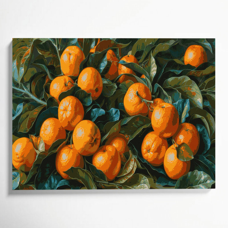 «Fruit Orangequat», art mural sur toile vert, H 20 po x l 24 po