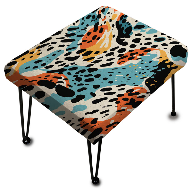 Wild Cheetah Print Multicolor - Abstract Rectangle Ottoman