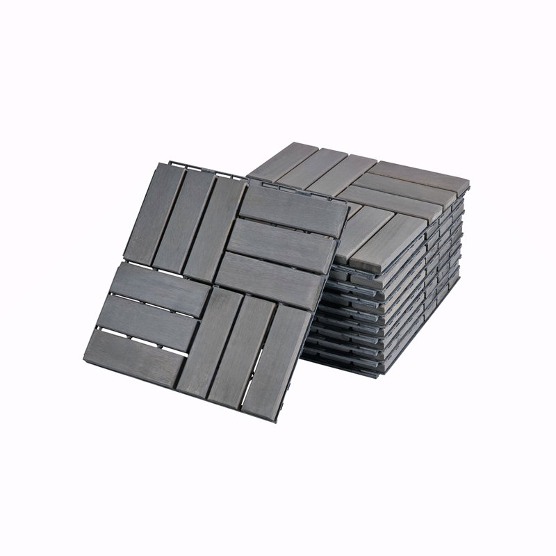 30 carreaux de terrasse imbriqués à carreaux, plancher de bois franc carré en acacia 12 "x 12" pour patio, banc, côté piscine