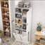 Bathroom linen cabinet with 7 shelves and laundry basket