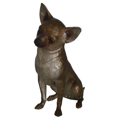 Sitting Chihuahua Special Design Bronze Statue - Jamaica Way Perfect Garden Decor, 6"L x 15"W x 15"H