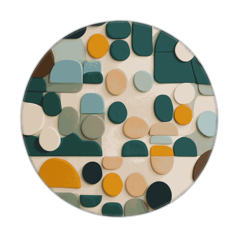 Dotted Terrains Indoor And Outdoor Area Rug, Round 5'