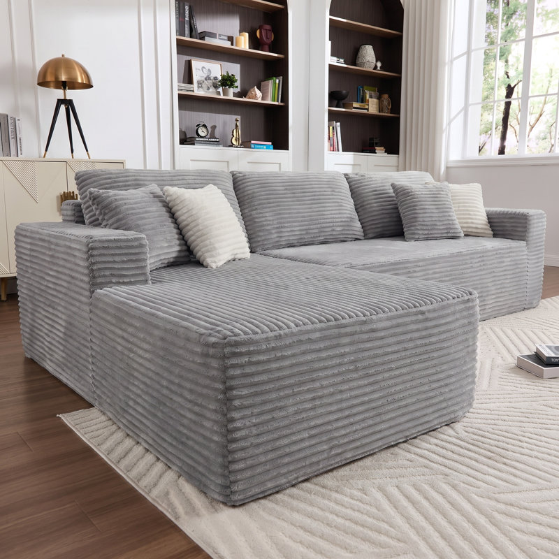 Canapé-lit modulaire convertible en velours côtelé Boneless, Gris