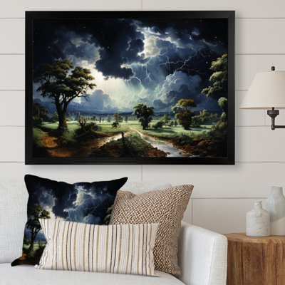 Tempête verte chassant la foudre sur toile