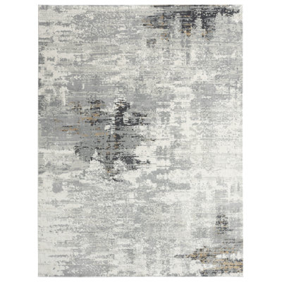 B Abstract Area Rug in Grey