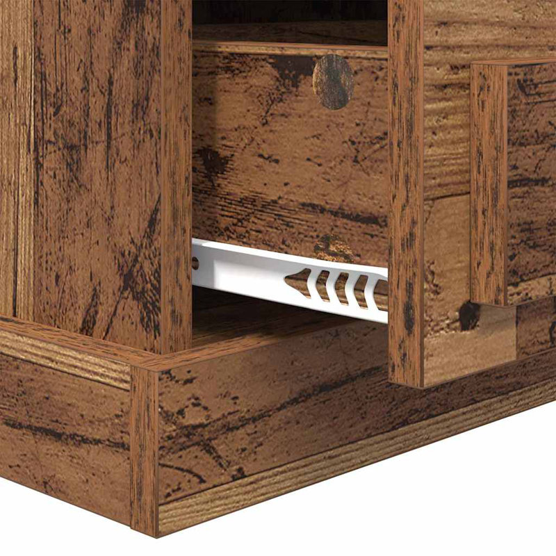 43cm W Manufactured Wood Bedside Table, Old Wood