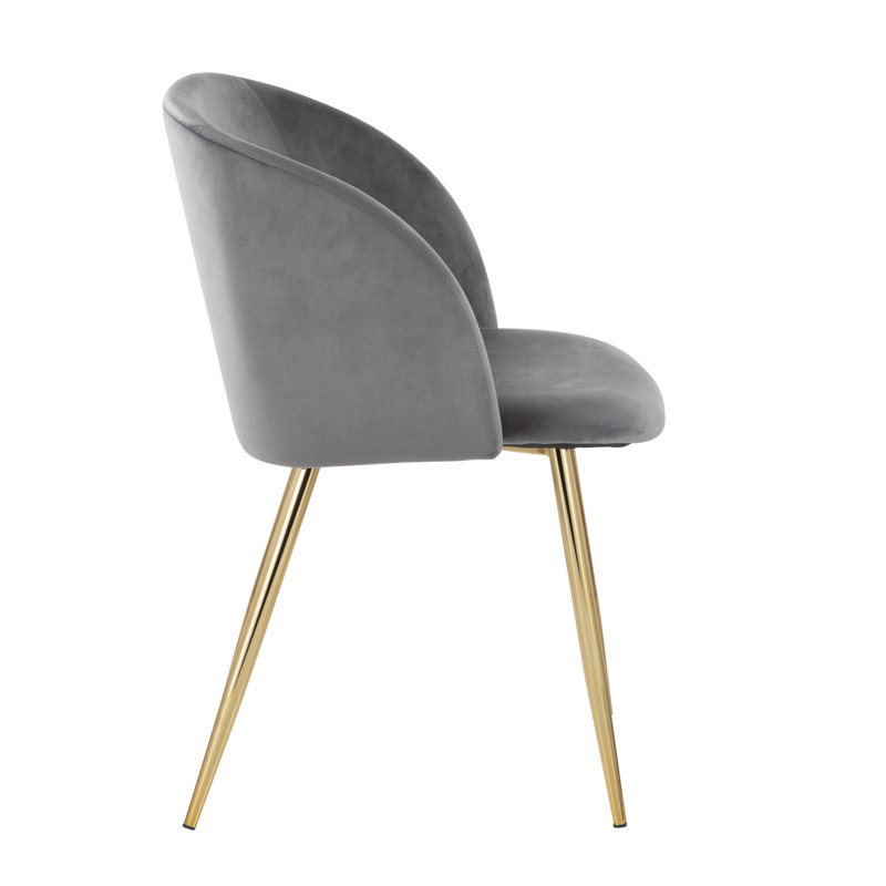 Chaise contemporaine en métal doré et velours argenté - ensemble de 2
