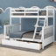 Lit simple superposé au dessus d'un lit double avec tiroirs Janete Kids-1647637518
