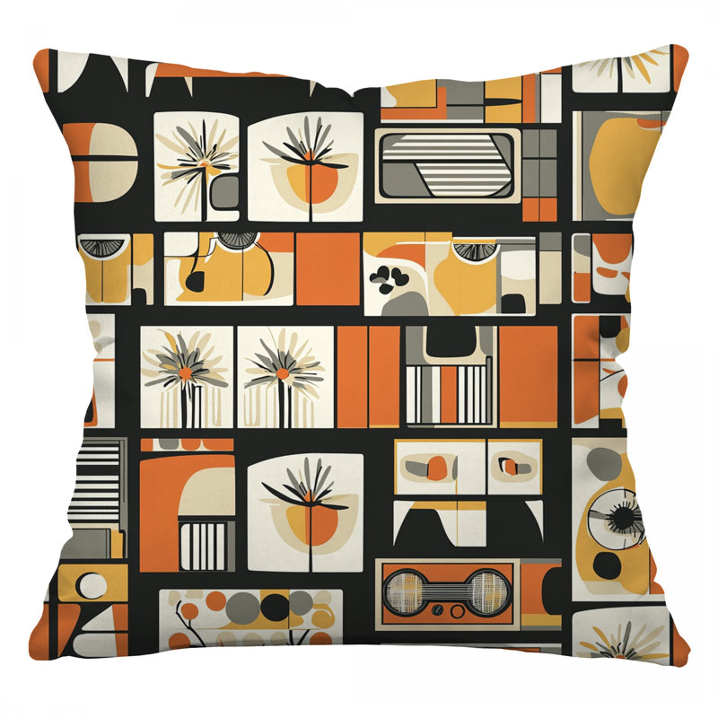 Geometric Throw Pillow, Abstract Twill Pillows, Square 18"