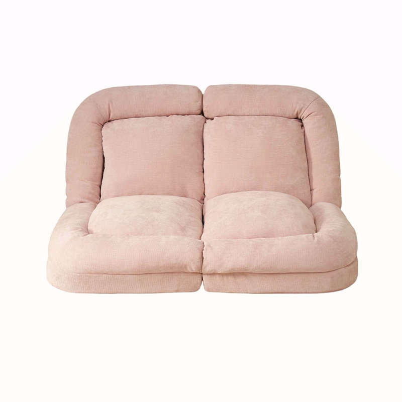 Le canapé-lit double convertible est la partie gauche du produit complet., Tissu rose 