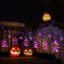 Guirlande de lumières d'Halloween pour la fenêtre, décorations d'Halloween mauve orange, pierre tombale et château, lumières de rideau suspendues d'intérieur à 183 lumières, télécommande, 8 modes de clignotant, Max Connect 2 ensembles